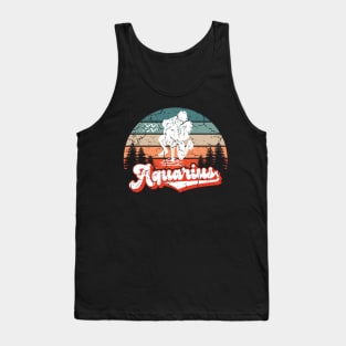 Aquarius Zodiac Sign - Distressed Retro Sunset Tank Top